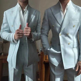 AIDASE  -  Formal Solid Color Wedding Men Suits 2 Piece Coat Pants Groom Business Suit Business Blazer Pants Prom Party Jacket Customized aidase-shop