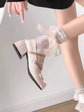 AIDASE  -  New Arrival Women's French Vintage Mary Jane Ballet Flats Bow Tie Strap Slip On Low Heel Elegant Shoes aidase-shop
