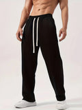 AIDASE  -  Men Soft Knit Straight Sweatpants Elastic Drawstring High Waist Loose Casual Daily Lounge Trousers With Pockets aidase-shop