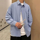 AIDASE  -  2025 Summer New Fashion Men Shirts Striped Long Sleeve Lapel Single-breasted Design Korean Style Trendy Men's Tops 21E6706 aidase-shop