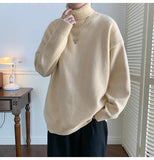 AIDASE  -  Men's High Ne Knitted Sweater Pure Color Loose Fit Winter Warm Trendy Hong Kong Sle Underwear Casual Long Sve Top aidase-shop