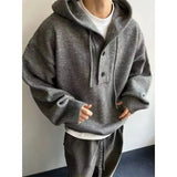 AIDASE  -  American Retro Casual V-ne Knitted Sweater Men Pure Color Outerwear Autumn Winter New Sle Loose Fit Long Sve Coat aidase-shop