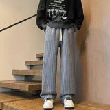 Aidase American Vintage Maillard Striped Casual Pants For Men Loose Straight Leg Wide Leg Trousers Autumn Winter Thick Woolen Pants aidase-shop