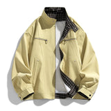 AIDASE  -  American Style Spring Autumn New Fashion Men's Spliced Casual Trendy Simple Basic Loose Stand Collar Long Sleeve Jackets Coats aidase-shop