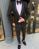 AIDASE  -  Luxury Men's Suit 2 Pieces Blazer Pants One Button Sheer Lapel Satin Business Beads Formal Work Wear Wedding Groom Costume Homme aidase-shop