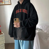 Vintage Fleece Hooded Sweatshirt Men Autumn/Winter New Korean Brand Grey Sweatshirts Men's Oversized Unisex Pullover Hoodie aidase-shop