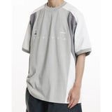 AIDASE  -  Oversized Summer New Japanese T-shirt Men Cotton Mesh Patchwork Printed Jersey Round Neck Loose Couple Short Sleeve Top Tees aidase-shop