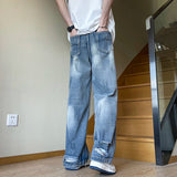 AIDASE  -  American Sle Faded Waed Straight Leg Loose Fit Trendy Jeans for Men And Women High Street Vintage Vibe Casual Jeans aidase-shop