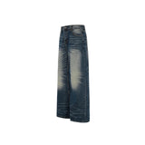 AIDASE  -  Men Mid Waist Straight Wide Leg Retro Blue Simple Casual Trendy Jeans Pants American Style Vintage Fashion Male Denim Trousers aidase-shop