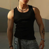 Aidase Mens Sexy Shaping Sports Fitness Casual Cotton Vest 2024 New Genderless American Street Elastic Slim Solid Color Tank Top Unisex aidase-shop