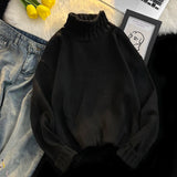 AIDASE  -  New Autumn Winter Men Turtleneck Sweater Pullover Tops Male Solid Color Loose Jumpers Mens Long Sleeve Knitted Tops P106 aidase-shop
