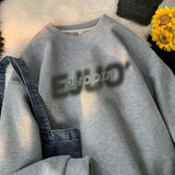 Aidase 2024 Men Sweatshirt Letter Print Harajuku Street Clothing Waffle Loose Women Men Unisex Round Neck Hoodies College Pullovers aidase-shop