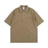 AIDASE  -  Summer New Men's T-shirt American Half Zipper Lapel Short Sleeve Male Solid Color Casual Sports Top aidase-shop