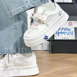AIDASE  -  Women Spring Summer Mesh White Sneakers Women Platform Casual Shoes Breathable Fashion Ins Trend Skate Shoes Thick Sole aidase-shop