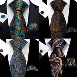 AIDASE  -  Teal Green Solid Paisley Wedding Tie For Men Fashion Design Quality Hanky Cufflink Men Gift Necktie Set