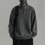 Aidase Sweatshirts for Man Top Hoodieless Men's Clothing Solid Pullover Fleeced Half Zip Sweat Shirt Funny Harajuku Fashion Autumn Emo aidase-shop