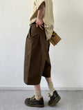 AIDASE  -  Neutral Sle Coffee Brown Casual Seven-Foot Pants for Men And Women Summer Leisure Loose-Fit Low-Waist Teenager Faion aidase-shop