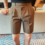 AIDASE  -  New Men Summer Slim-fit British Style Suit Shorts Light Luxury Business Straight-leg Shorts Leisure Button-down Half-pants M-3XL aidase-shop