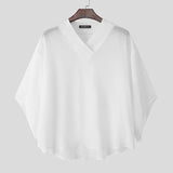 AIDASE  -  Men T Shirt Solid Color V Neck Half Sleeve Oversize Male Tee Tops Streetwear 2025 See Through Fashion Sexy Men Clothing aidase-shop