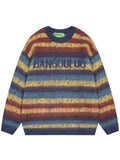 43.11Aidase American Street Personality Gradient Letter Round Neck Sweater for Men and Women in Autumn and Winter Lazy Style Couple Knitted aidase-shop