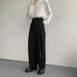 AIDASE  -  Korean Black Suit Pants Men Oversized Fashion Social Mens Dress Pants Loose Straight Wide Leg Pants Mens Office Formal Trousers aidase-shop