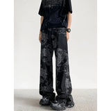 AIDASE  -  Retro Chinese Design Embroidered Dragon Pattern Loose Casual Straight Leg Slimming Long Jeans for Men New Trendy Style aidase-shop