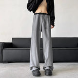 AIDASE  -  Autumn Men's Wide-Leg Pants Contrast Waist Drawstring Casual Trousers aidase-shop