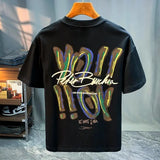 Aidase Fashion O-Neck Korean Printed Color Letter T-Shirts Men's Clothing 2025 Spring Summer New Loose Casual Tops All-match Tee Shirt