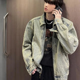AIDASE  -  Men's Jeans Jacket Autumn Vintage Washed Casual Denim Jackets Versatile Fashion Korea Style Trendy High Street Outerwear Coat aidase-shop