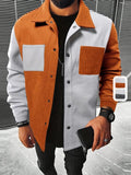 AIDASE  -  Men's Color Block Lapel Jacket Spring Fall Loose Casual Shacket Outerwear aidase-shop