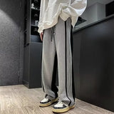 Aidase Trousers Summer Men's Sweatpants Thin Striped Straight Male Sports Pants Wide Leg Big Size Korean Y2k Fashion Casual Long