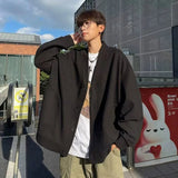 AIDASE  -  Cardigan hoodie men's spring and autumn black loose heavyweight outerwear fashion brand new high-end spring and autumn casu aidase-shop