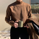 AIDASE  -  Fall Outdoor Casual Men's Knit Sweaters Fashion Mock Neck Long Sleeve Slim Sweater For Men Daily Leisure Solid Color Jumper aidase-shop