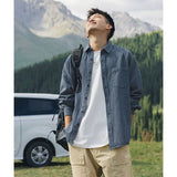 AIDASE  -  Spring Autumn Fashion Washed Striped Denim Long Sleeve Shirt Men's Japanese Casual Cityboy Shirt Jacket Jacket Aesthetic Chic aidase-shop