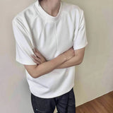 AIDASE  -  Simple Men's Casual Tees Round Neck Solid Color Menswear New Short Sleeved Loose Male T-shirts Cleanfit Menswear aidase-shop