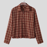 AIDASE  -  Men Plaid Shirt Lapel Long Sleeve Button Loose Men Clothing Autumn 2025 Fashion Casual Male Shirts Camisas Streetwear aidase-shop