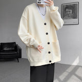 AIDASE  -  Plus Size 8XL-M Korean Style V-neck Cardigans Men Pocket Design Simple Sweater Autumn New Popular Male Casual Daily Knitted Coat aidase-shop