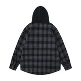 AIDASE  -  Spring Autumn Vintage New Fashion Men's Casual Trendy Loose Simple Basic Plaid Hooded Shirts Male Daily Long Sleeve Coat Clothes aidase-shop