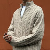 AIDASE  -  Man Knitting Base Layer Autumn Winter New Retro Lazy Sweater Half Zip Cable Knit Unisex Teen Couples Inner Wear Knit Top aidase-shop