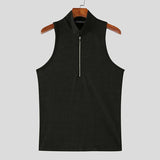 AIDASE  -  Men Tank Tops Solid Color Sleeveless Stand Collar Zipper Male Vests Summer Streetwear 2025 Fashion Casual Men Clothing aidase-shop