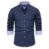 AIDASE  -  Men's Slim Fit Casual Shirt Autumn New Style Fashionable Solid Color Long Sleeve Top Versatile Male Apparel aidase-shop