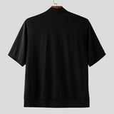 AIDASE  -  Men Shirt Solid Color Knitted V Neck Short Sleeve Korean Style Tops Summer Shirts Streetwear 2025 Casual Men Clothing aidase-shop