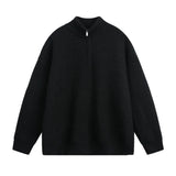 AIDASE  -  Autumn Winter Men’s Half Zipper Stand Collar Long Sleeve Solid Color Simple Basic Casual Trendy Knitted Pullover Sweatshirts aidase-shop