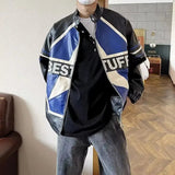AIDASE  -  American Retro Coat Color Matching Racing Suit Autumn Bomber Jacket Men's Motorcycle Style Pu Leather Jacket High-end Couple aidase-shop