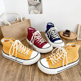 AIDASE  -  New Women Solid Canvas Shoes High Top Female Students Navy Canvas Sneakers Lace Up Flat Tennis Sports Shoes Short Ankle Boots aidase-shop