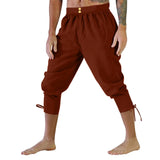 AIDASE  -  Men'S Wide Loose Casual Pants Mens Retro Solid Color Pants Ankle Strap Pants Medieval Quick Drying Pants Men Clothing Hombre aidase-shop