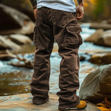Aidase American Vintage Corduroy Pants For Men Foot Elastic Windproof Design Big Pocket Cargo Pant  Autumn Winter Casual Loose Trousers aidase-shop