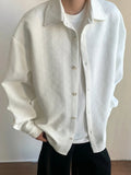AIDASE  -  Trendy Men's Jacquard Textured Shirt Tops Spring Autumn Outdoor Casual Buttoned Lapel Cardigans Men Stylish Solid Color Shirts aidase-shop