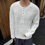 AIDASE  -  Winter New Male Solid Color Long Sleeve Hollow-Out Sweater American Retro Fashion Trend Street Casual Loose Niche Men's Top aidase-shop
