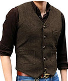 Aidase Men's Suit Vest V Neck Herringbone Tweed Business Waistcoat For Wedding Men Vests Groomman Clothing Jacket Victorian Steampunk aidase-shop